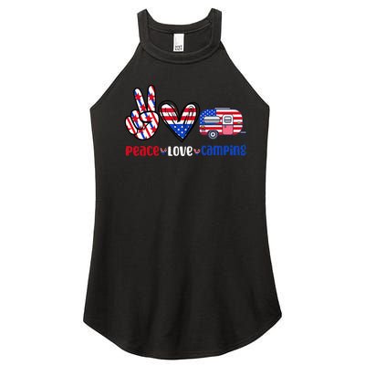 Peace Love Camp 4th of July Celebration Women’s Perfect Tri Rocker Tank