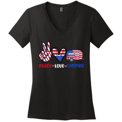 Peace Love Camp 4th of July Celebration Women's V-Neck T-Shirt