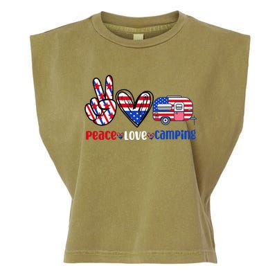 Peace Love Camp 4th of July Celebration Garment-Dyed Women's Muscle Tee