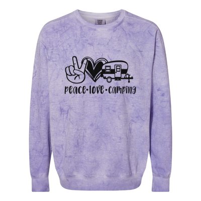 Peace Love Camping Gift Colorblast Crewneck Sweatshirt