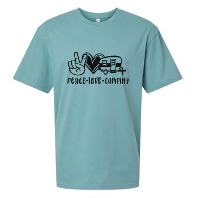 Peace Love Camping Gift Sueded Cloud Jersey T-Shirt