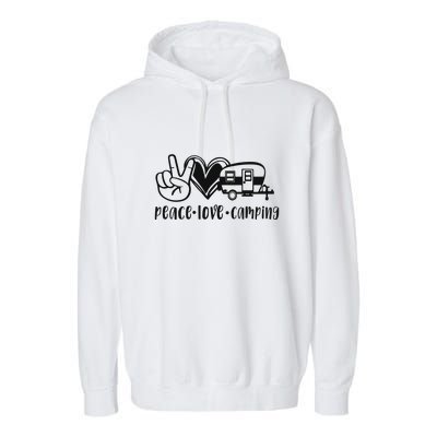 Peace Love Camping Gift Garment-Dyed Fleece Hoodie