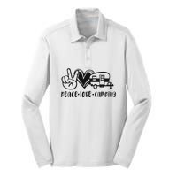 Peace Love Camping Gift Silk Touch Performance Long Sleeve Polo