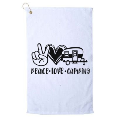 Peace Love Camping Gift Platinum Collection Golf Towel