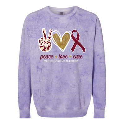 Peace Love Cure Multiple Myeloma Awareness Colorblast Crewneck Sweatshirt