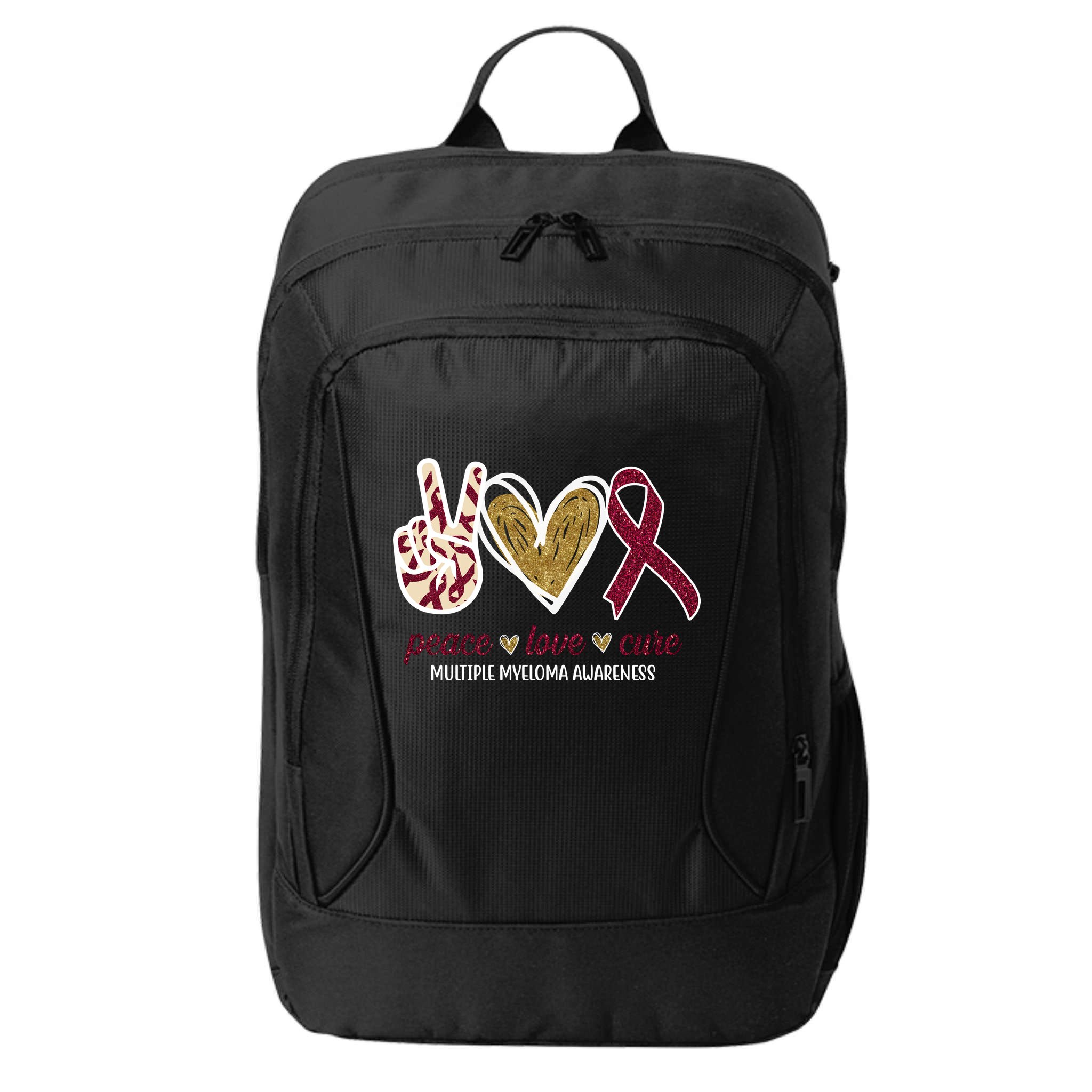 Peace Love Cure Multiple Myeloma Awareness City Backpack