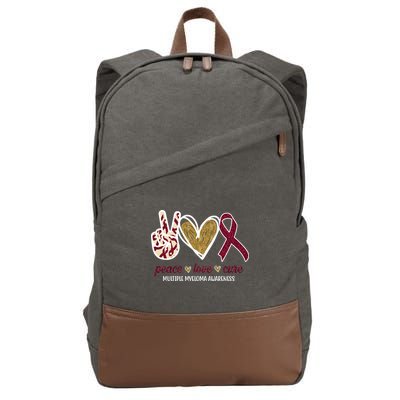 Peace Love Cure Multiple Myeloma Awareness Cotton Canvas Backpack