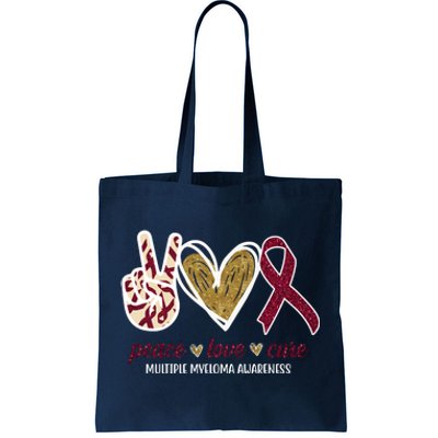 Peace Love Cure Multiple Myeloma Awareness Tote Bag