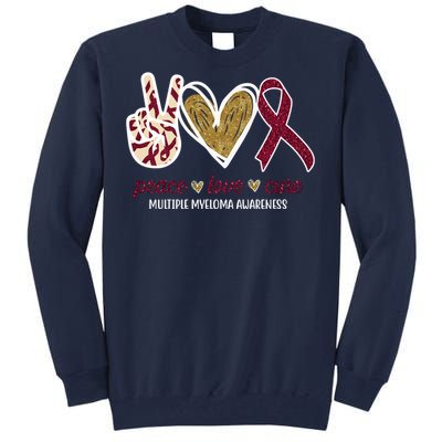 Peace Love Cure Multiple Myeloma Awareness Tall Sweatshirt