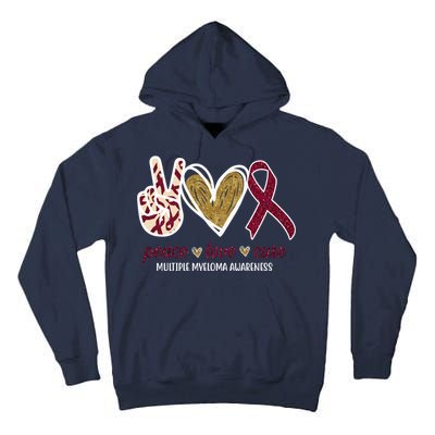 Peace Love Cure Multiple Myeloma Awareness Tall Hoodie