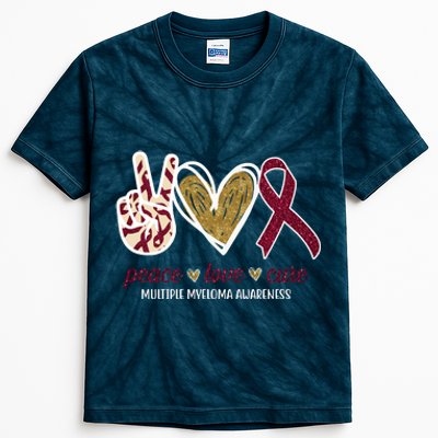 Peace Love Cure Multiple Myeloma Awareness Kids Tie-Dye T-Shirt