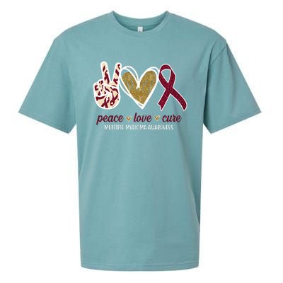 Peace Love Cure Multiple Myeloma Awareness Sueded Cloud Jersey T-Shirt