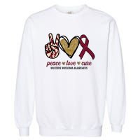 Peace Love Cure Multiple Myeloma Awareness Garment-Dyed Sweatshirt