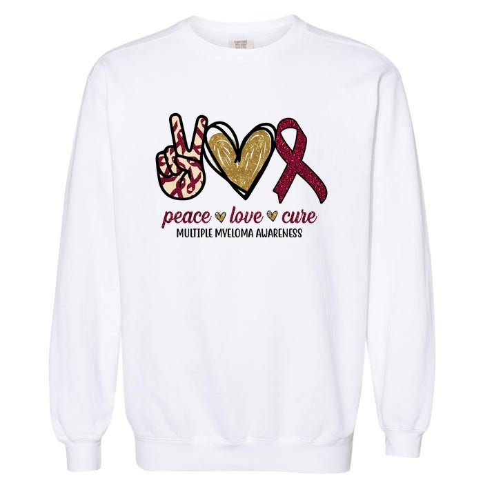 Peace Love Cure Multiple Myeloma Awareness Garment-Dyed Sweatshirt