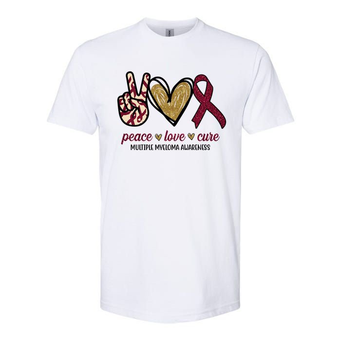 Peace Love Cure Multiple Myeloma Awareness Softstyle CVC T-Shirt