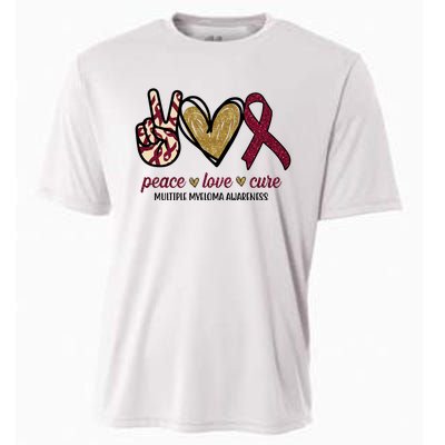 Peace Love Cure Multiple Myeloma Awareness Cooling Performance Crew T-Shirt