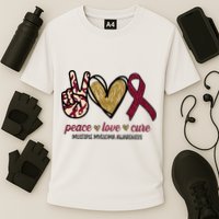 Peace Love Cure Multiple Myeloma Awareness Cooling Performance Crew T-Shirt