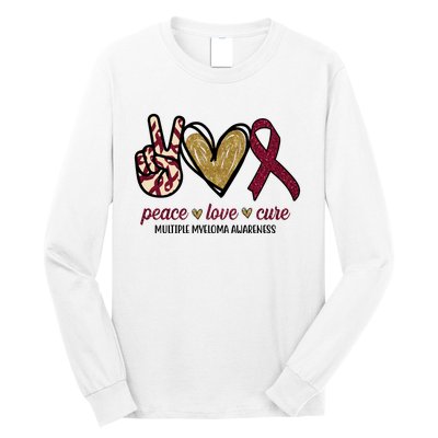 Peace Love Cure Multiple Myeloma Awareness Long Sleeve Shirt