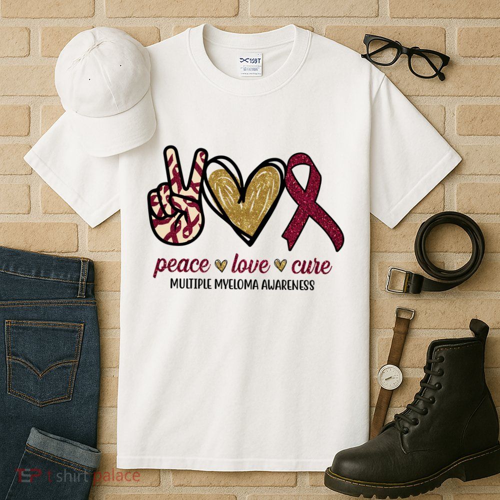 Peace Love Cure Multiple Myeloma Awareness Tall T-Shirt