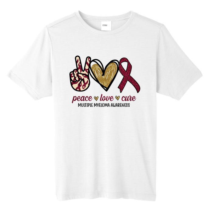 Peace Love Cure Multiple Myeloma Awareness Tall Fusion ChromaSoft Performance T-Shirt