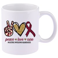 Peace Love Cure Multiple Myeloma Awareness 11oz C Handle Ceramic Mug