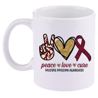 Peace Love Cure Multiple Myeloma Awareness 11oz C Handle Ceramic Mug