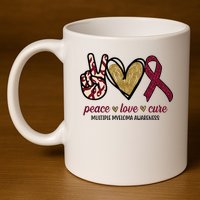 Peace Love Cure Multiple Myeloma Awareness 11oz C Handle Ceramic Mug