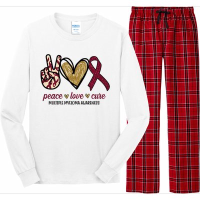 Peace Love Cure Multiple Myeloma Awareness Long Sleeve Pajama Set