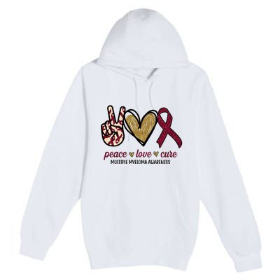 Peace Love Cure Multiple Myeloma Awareness Premium Pullover Hoodie