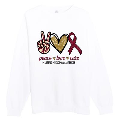 Peace Love Cure Multiple Myeloma Awareness Premium Crewneck Sweatshirt