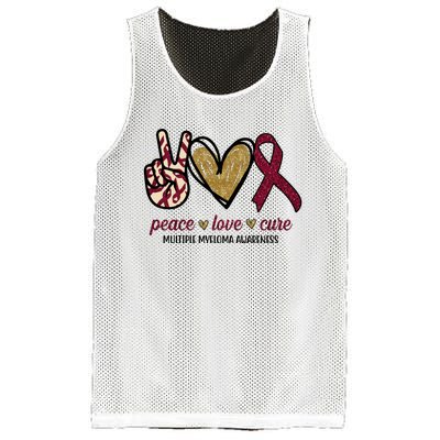 Peace Love Cure Multiple Myeloma Awareness Mesh Reversible Basketball Jersey Tank