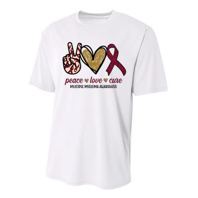 Peace Love Cure Multiple Myeloma Awareness Performance Sprint T-Shirt