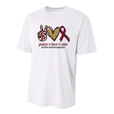 Peace Love Cure Multiple Myeloma Awareness Youth Performance Sprint T-Shirt