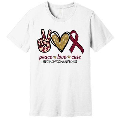 Peace Love Cure Multiple Myeloma Awareness Premium T-Shirt