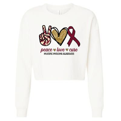 Peace Love Cure Multiple Myeloma Awareness Cropped Pullover Crew