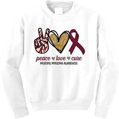 Peace Love Cure Multiple Myeloma Awareness Kids Sweatshirt