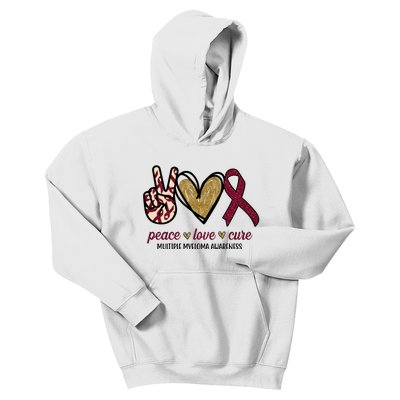 Peace Love Cure Multiple Myeloma Awareness Kids Hoodie