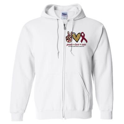 Peace Love Cure Multiple Myeloma Awareness Full Zip Hoodie