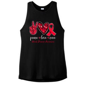 Peace Love Cure Heart Disease Awareness Month Cute Gift Ladies PosiCharge Tri-Blend Wicking Tank