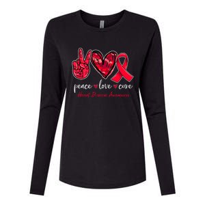 Peace Love Cure Heart Disease Awareness Month Cute Gift Womens Cotton Relaxed Long Sleeve T-Shirt