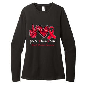 Peace Love Cure Heart Disease Awareness Month Cute Gift Womens CVC Long Sleeve Shirt