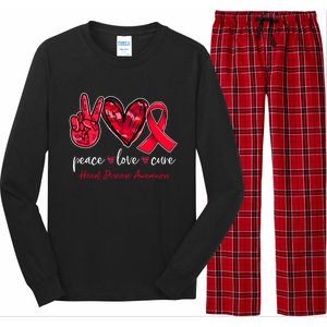 Peace Love Cure Heart Disease Awareness Month Cute Gift Long Sleeve Pajama Set