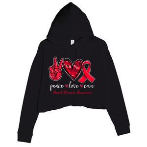 Peace Love Cure Heart Disease Awareness Month Cute Gift Crop Fleece Hoodie