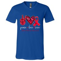 Peace Love Cure Heart Disease Awareness Month Cute Gift V-Neck T-Shirt