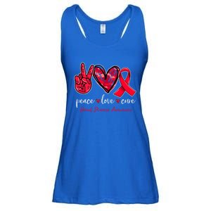 Peace Love Cure Heart Disease Awareness Month Cute Gift Ladies Essential Flowy Tank