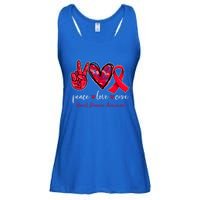 Peace Love Cure Heart Disease Awareness Month Cute Gift Ladies Essential Flowy Tank