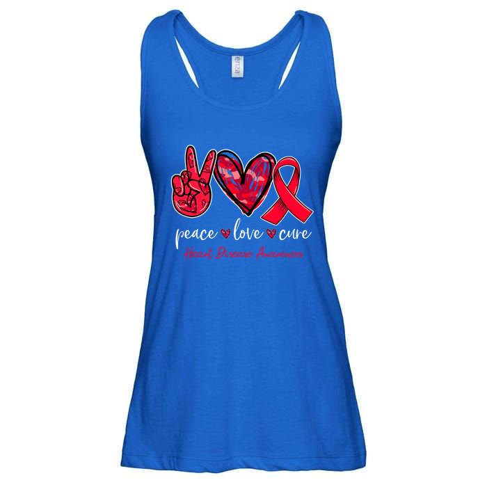 Peace Love Cure Heart Disease Awareness Month Cute Gift Ladies Essential Flowy Tank