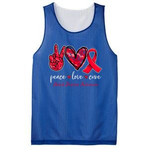 Peace Love Cure Heart Disease Awareness Month Cute Gift Mesh Reversible Basketball Jersey Tank