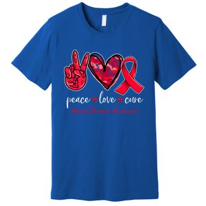 Peace Love Cure Heart Disease Awareness Month Cute Gift Premium T-Shirt