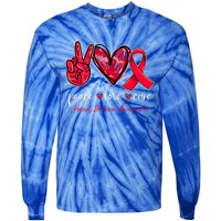 Peace Love Cure Heart Disease Awareness Month Cute Gift Tie-Dye Long Sleeve Shirt